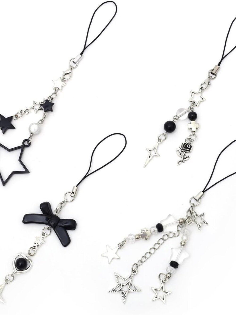 4PCS phone Charm Y2K Phone Accessories Aesthetic Keychain Star Flower Cute Decor